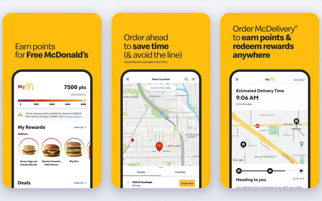 McDonald's app screenshots