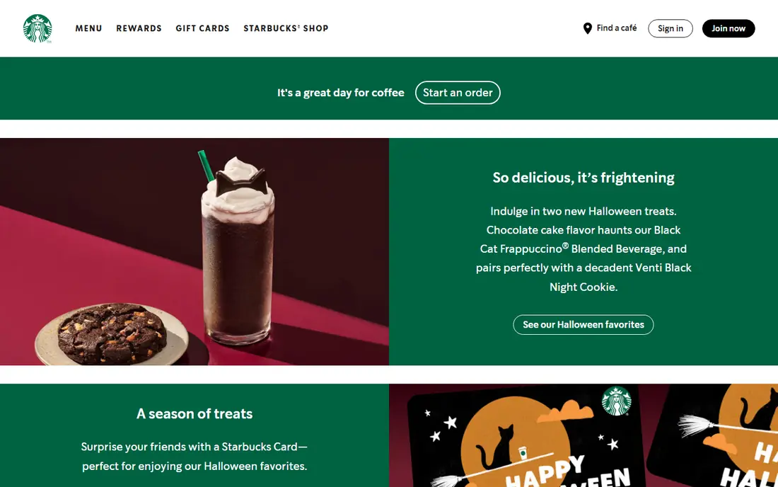 Starbucks website