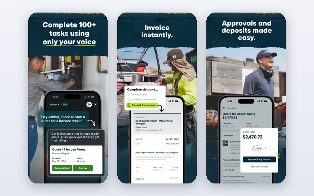 Jobber app screenshots