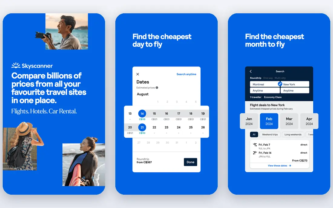 Skyscanner app screenshots