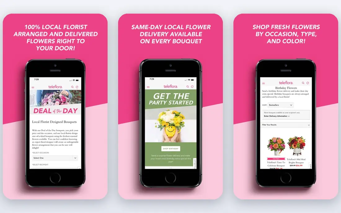 Teleflora app screenshots