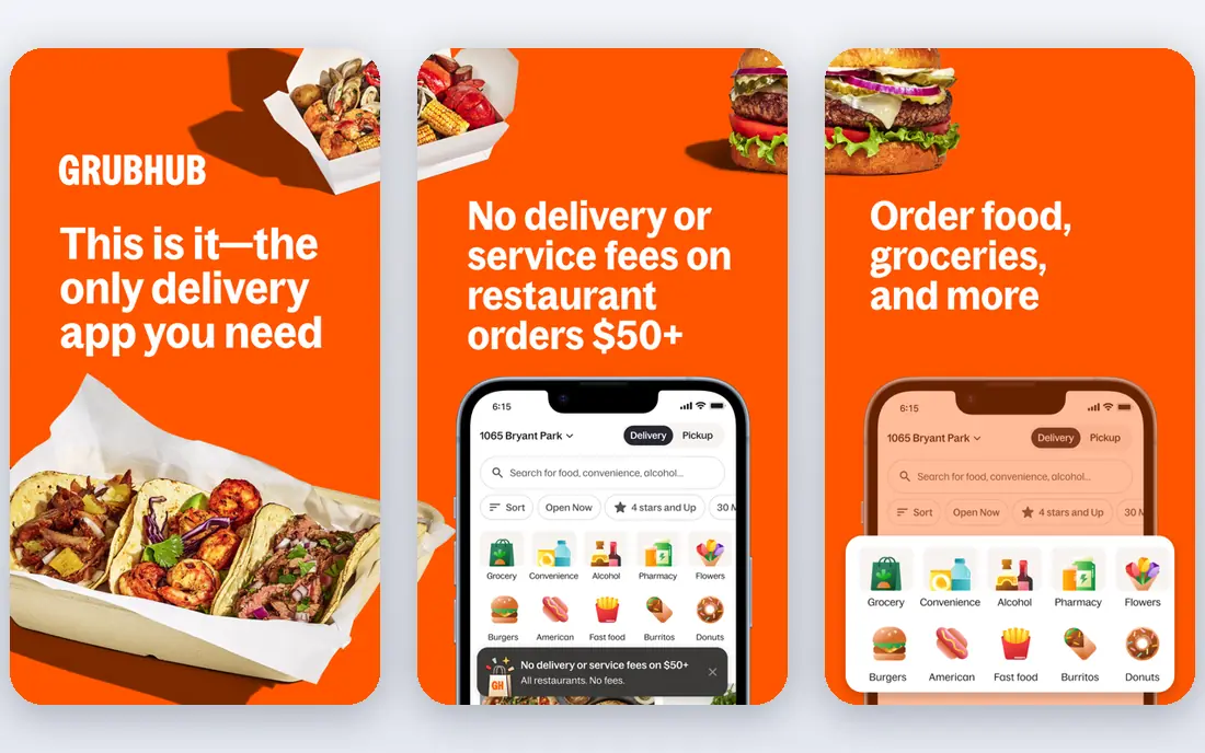 Grubhub app screenshots
