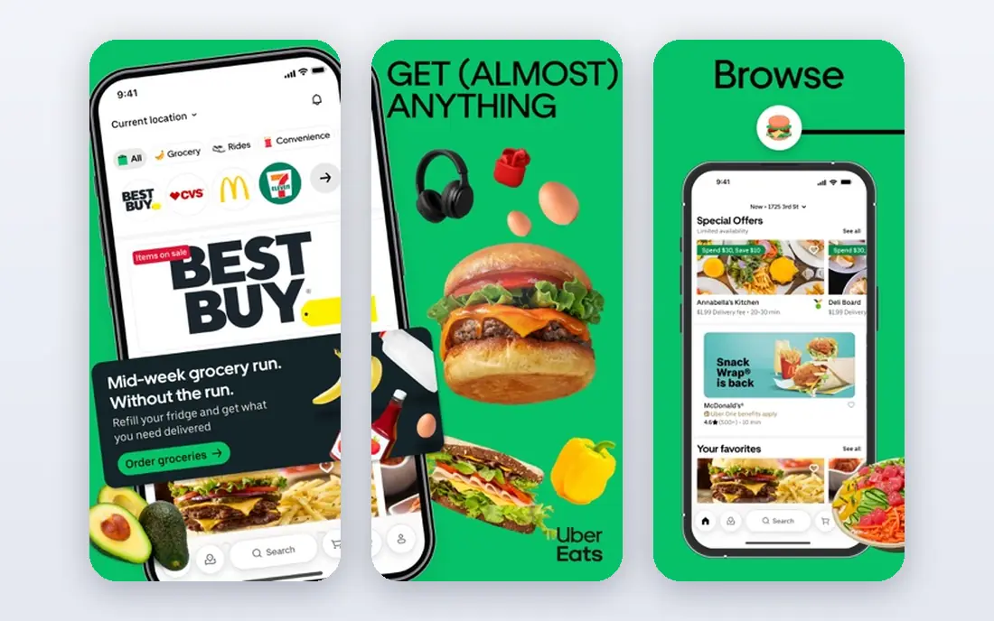 Uber Eats app screenshots