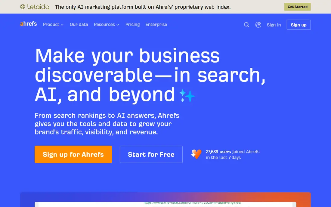 Ahrefs Webmaster Tools website