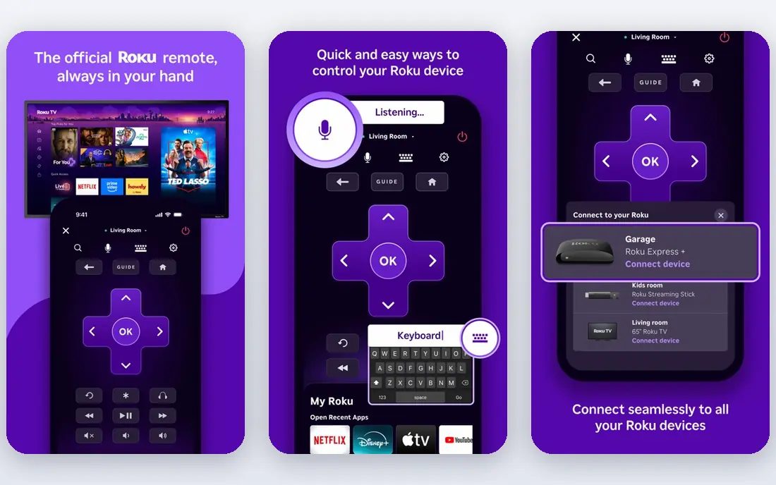 The Roku Channel app screenshots