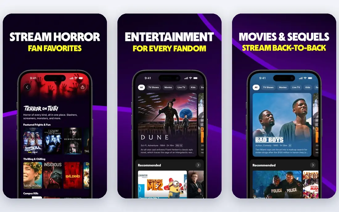 Tubi app screenshots