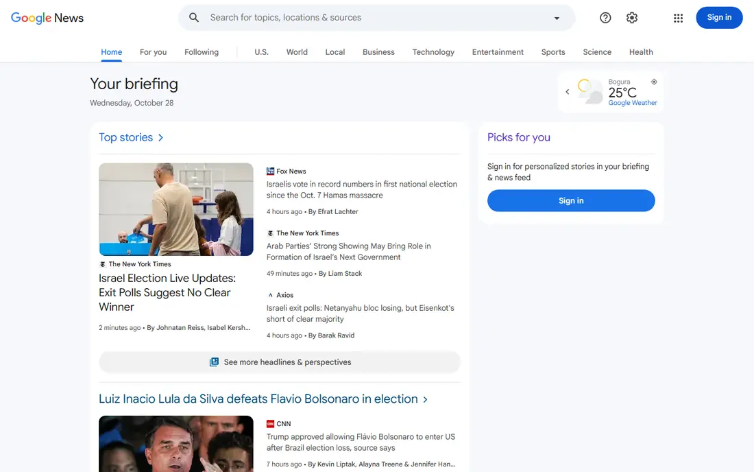 Google News website