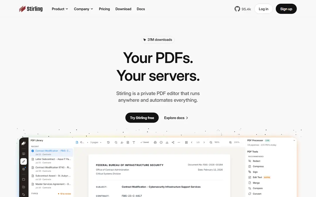 Stirling PDF website