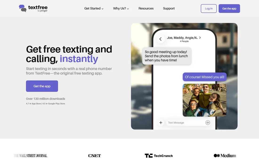 TextFree website