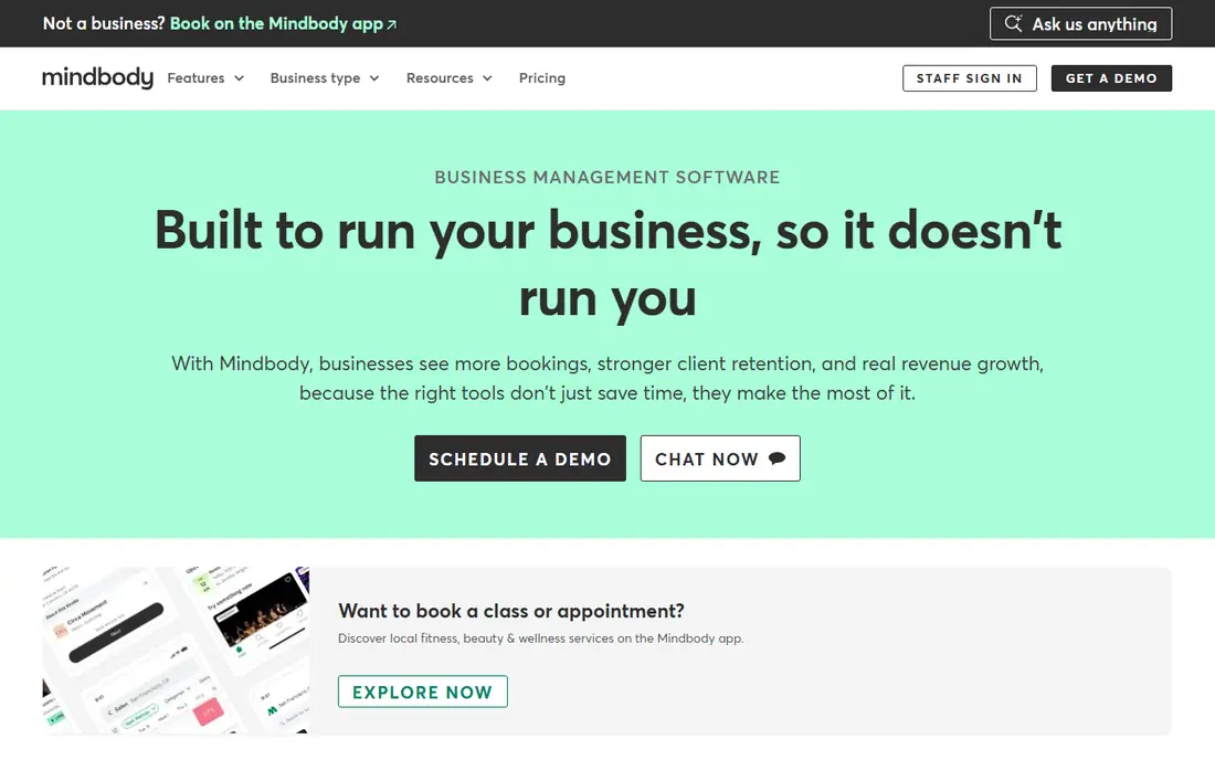 Mindbody website