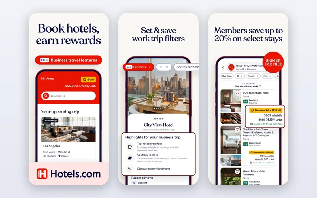 Hotels.com app screenshots
