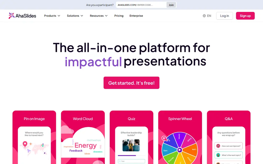 AhaSlides website