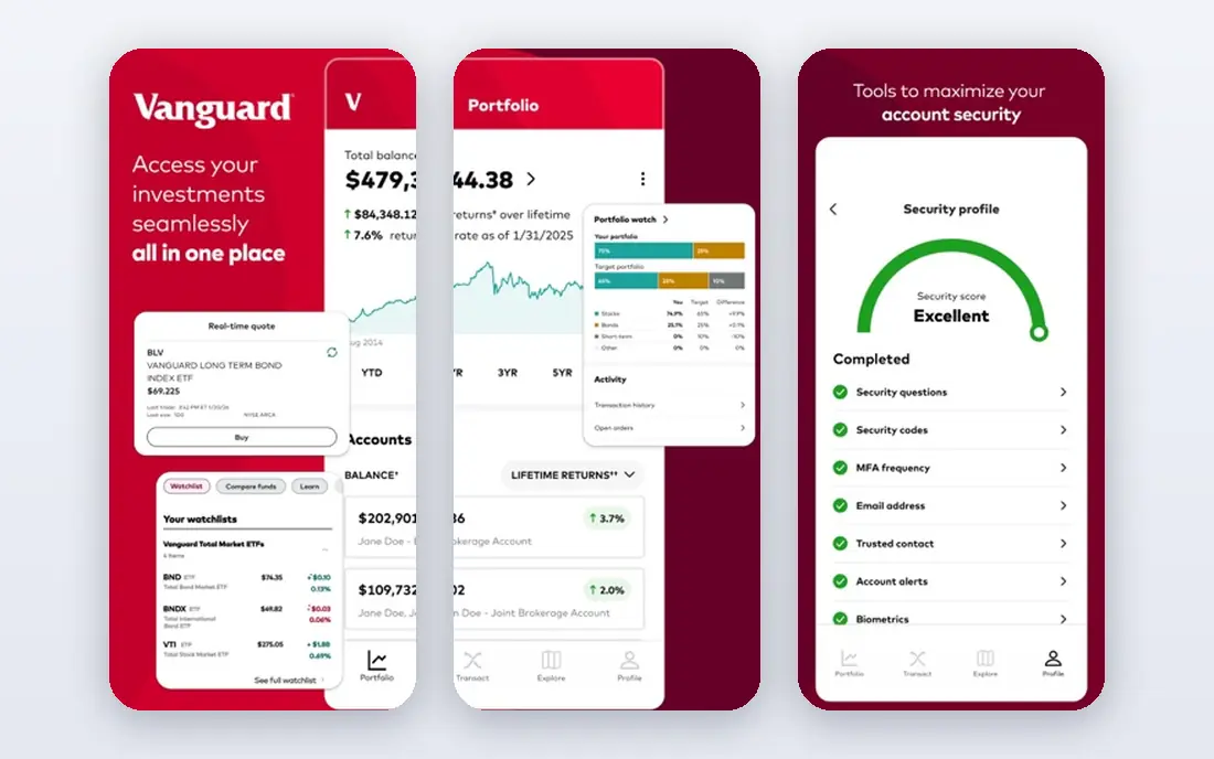 Vanguard app screenshots