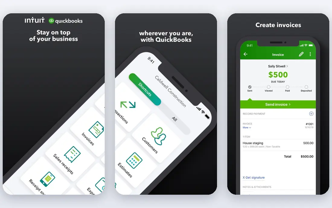 QuickBooks Online app screenshots