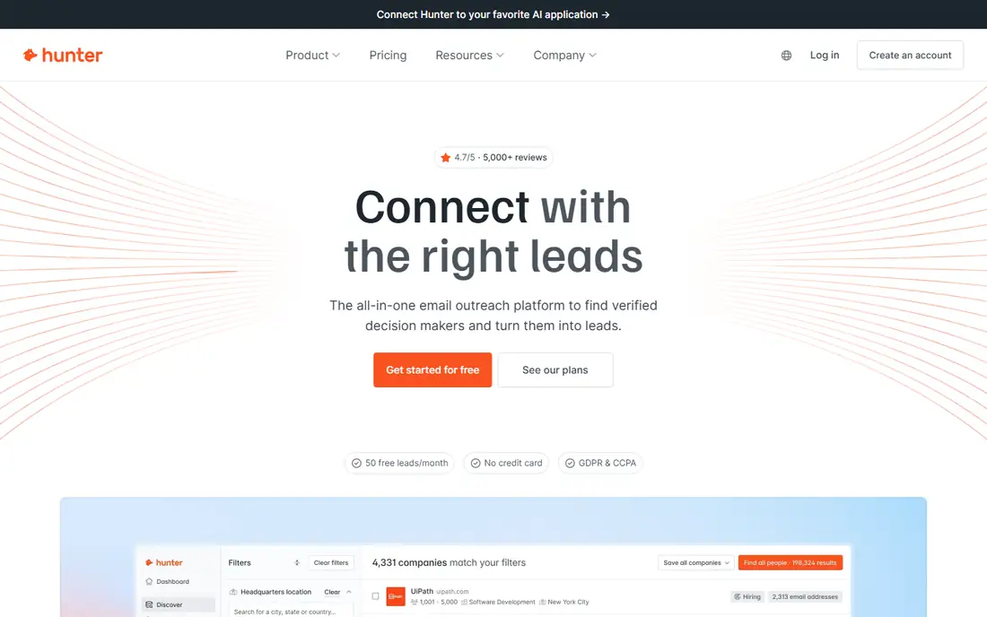 Hunter.io website