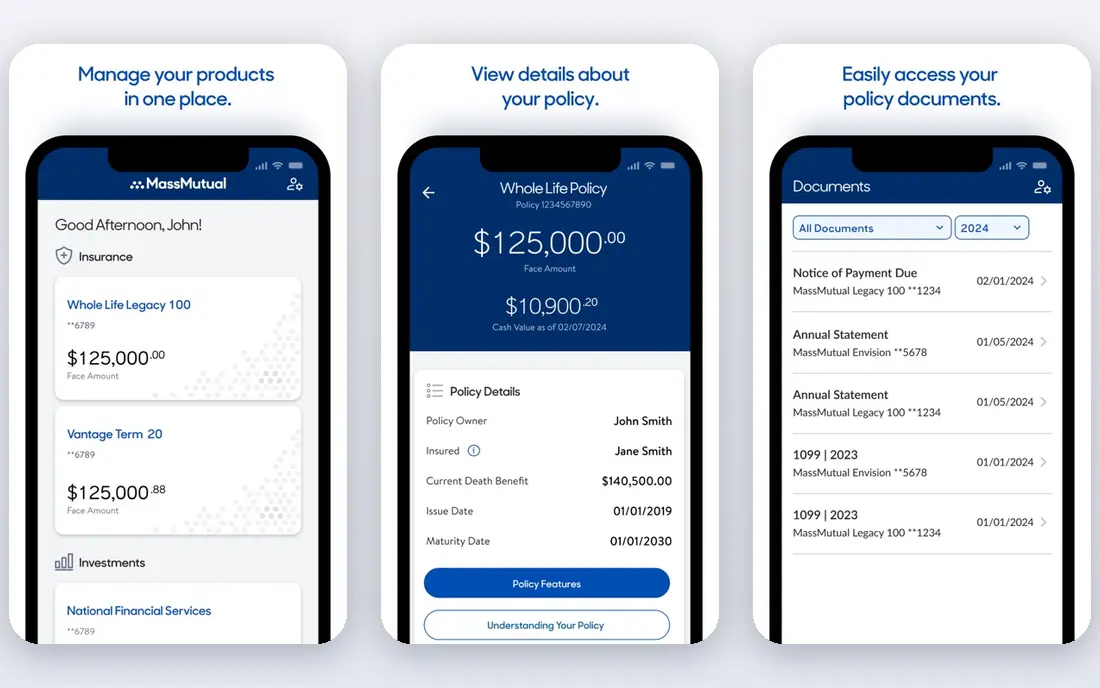 MassMutual app screenshots