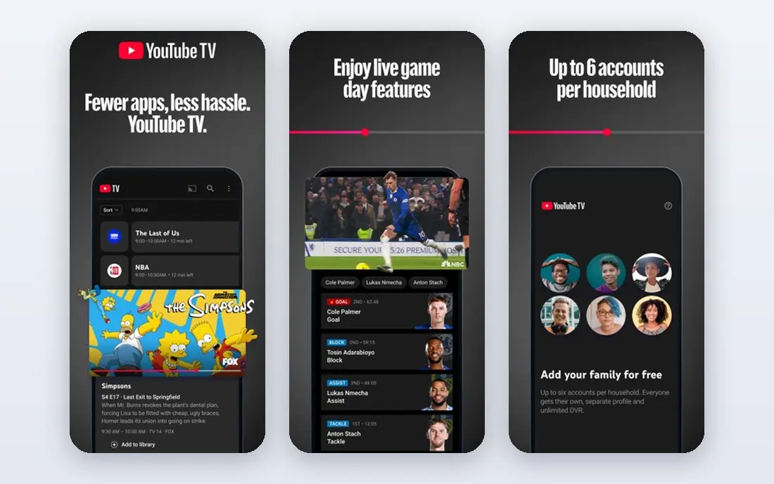 YouTube Live app screenshots
