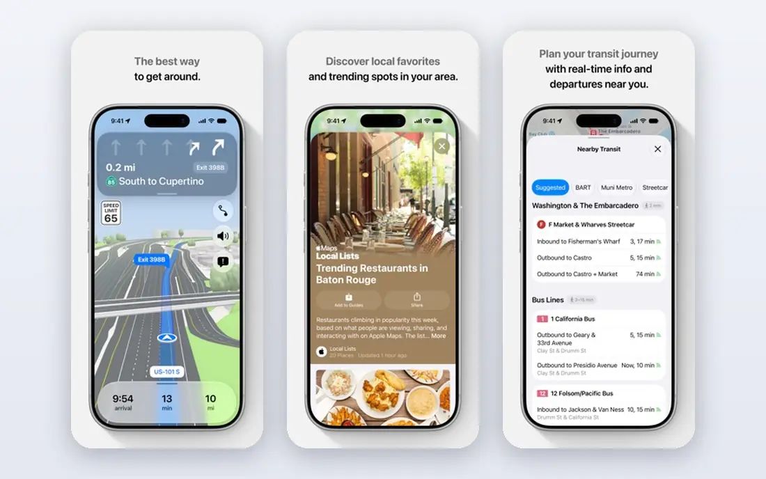 Apple Maps app screenshots