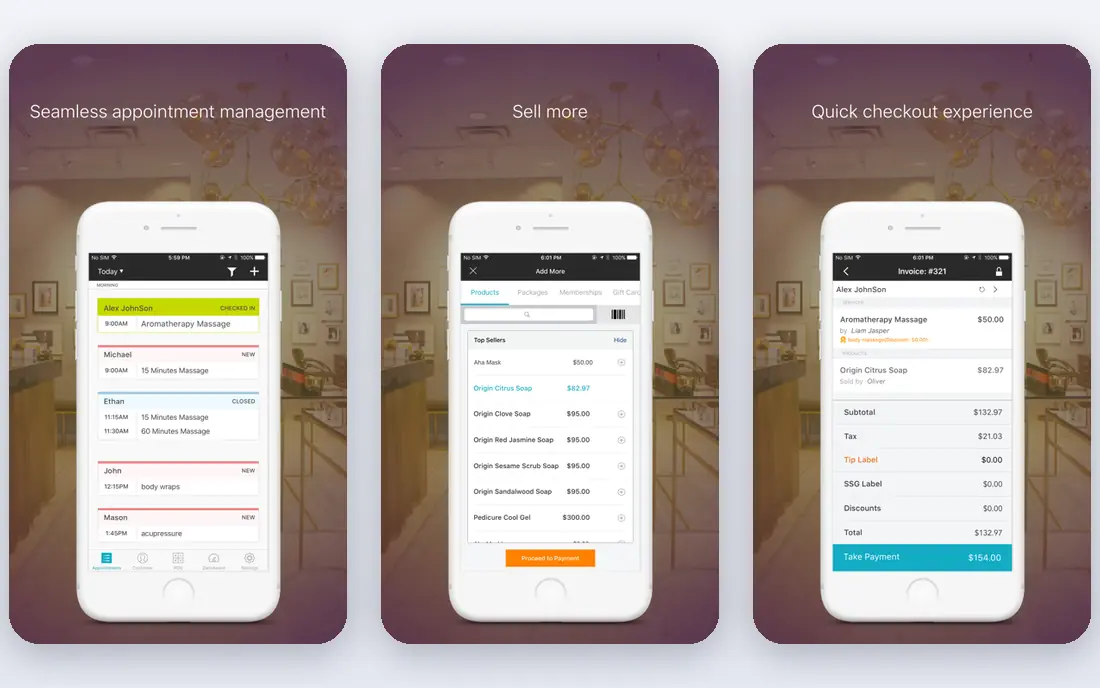 Zenoti app screenshots