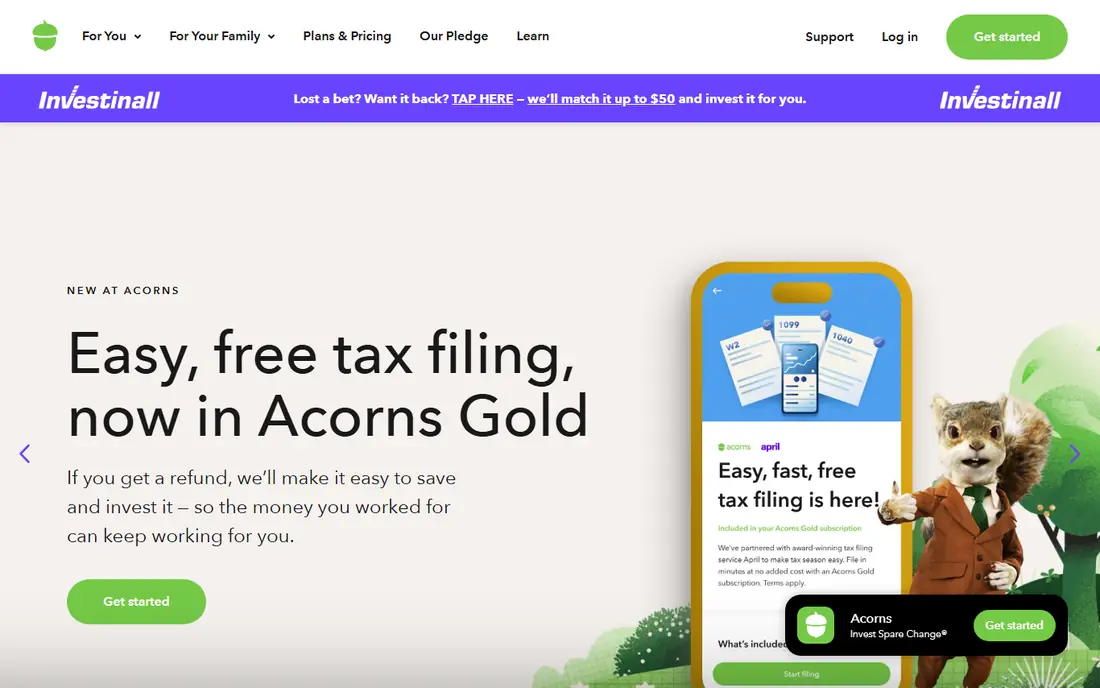 Acorns website