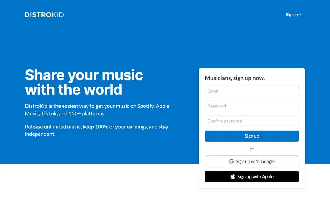 DistroKid website