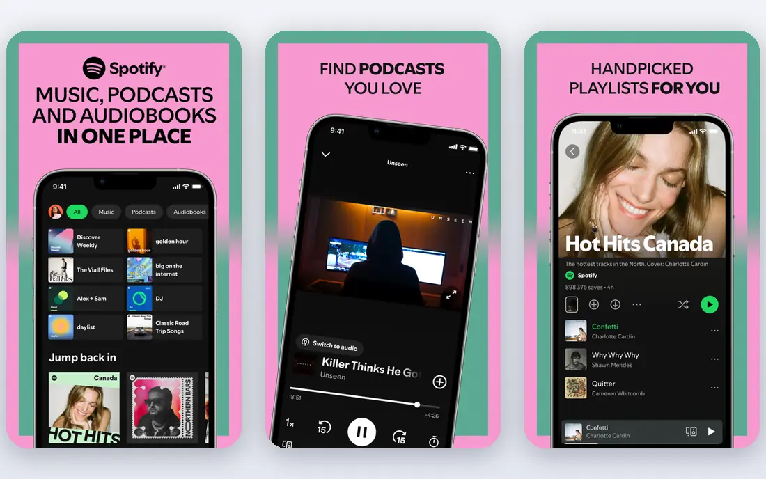 Spotify app screenshots