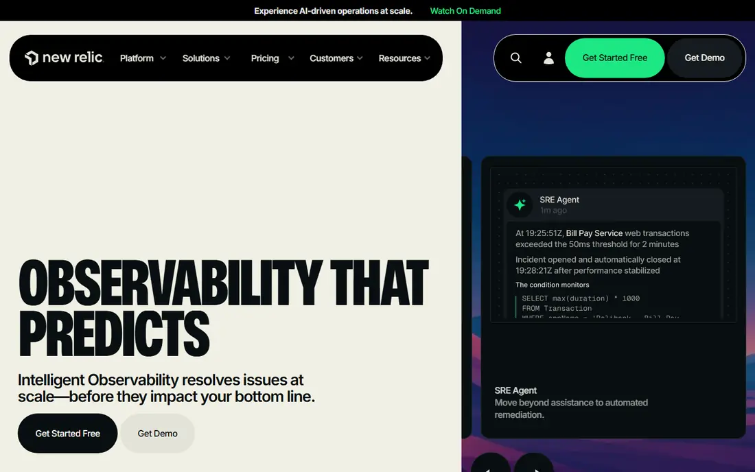 New Relic website