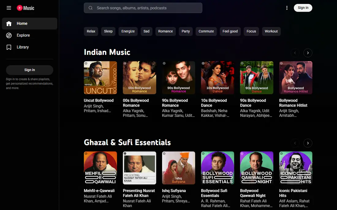 YouTube Music website