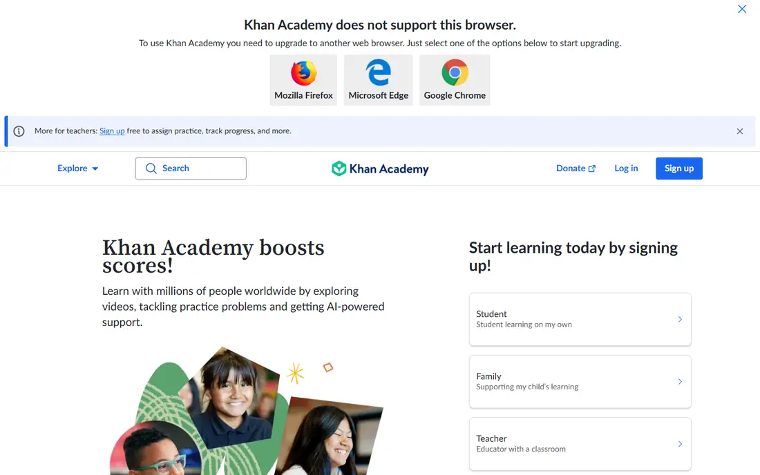 Khan Academy website