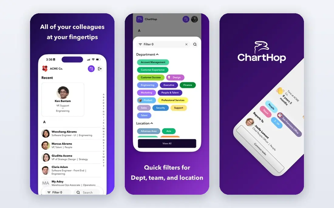 ChartHop app screenshots