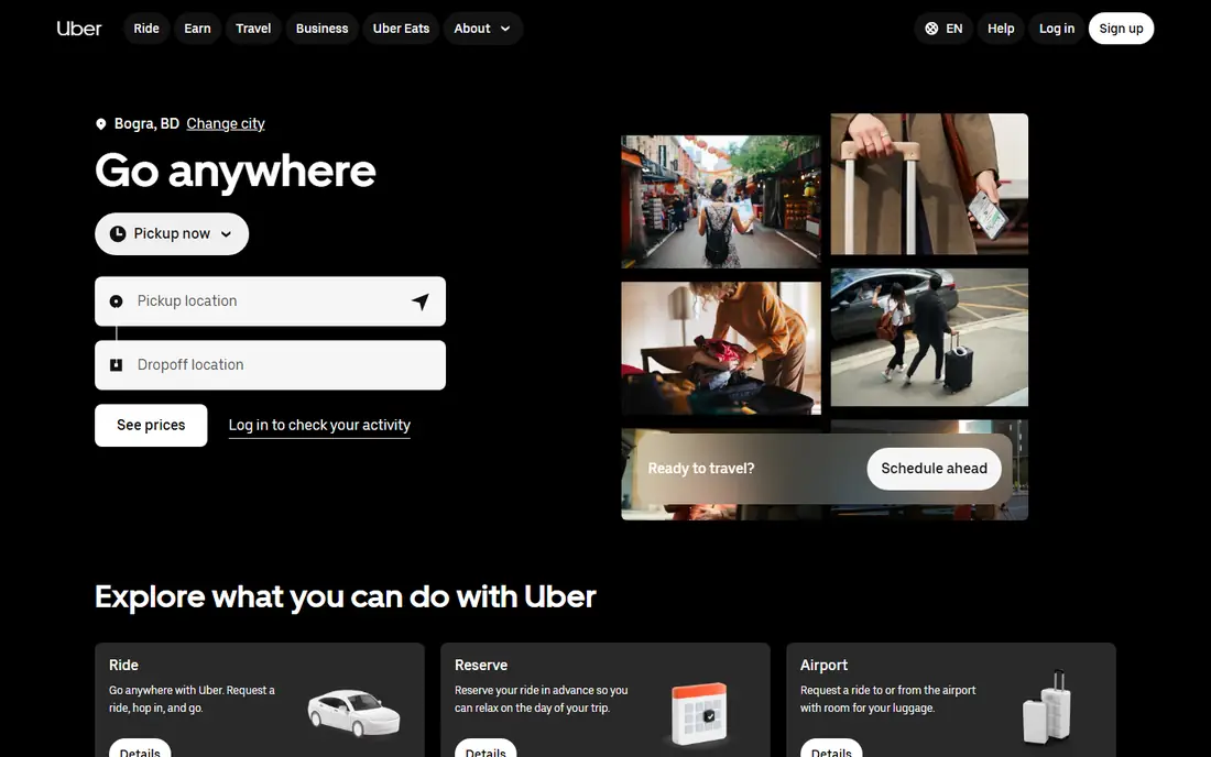 Uber Eats website
