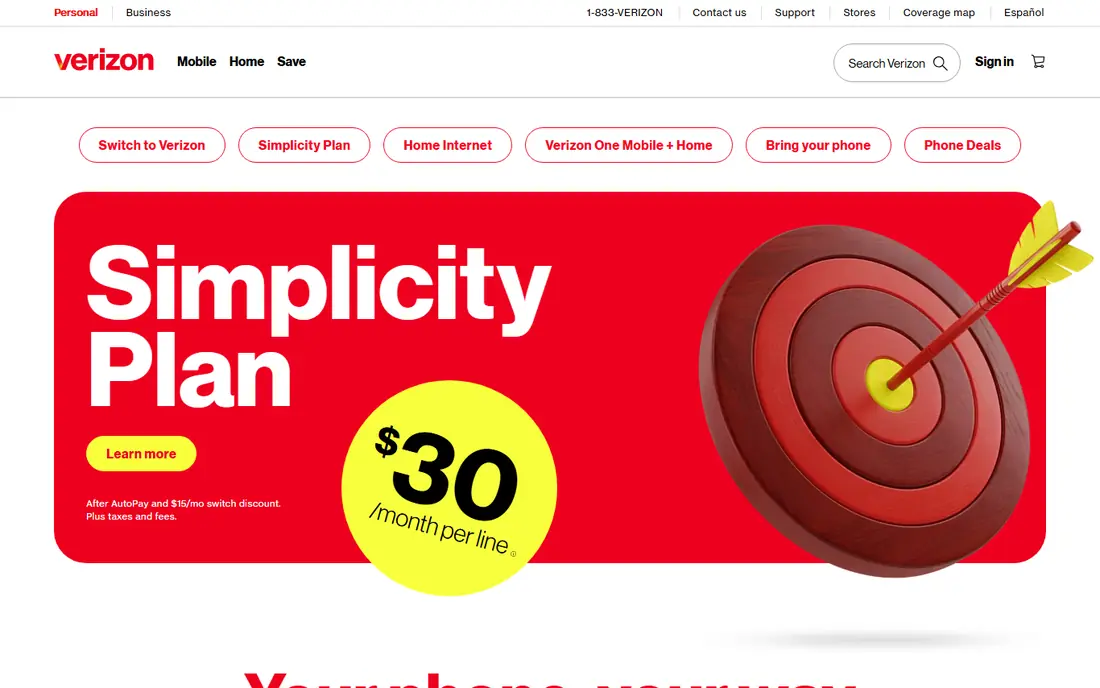 Verizon website