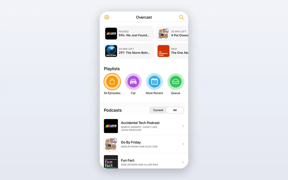 Overcast app screenshots