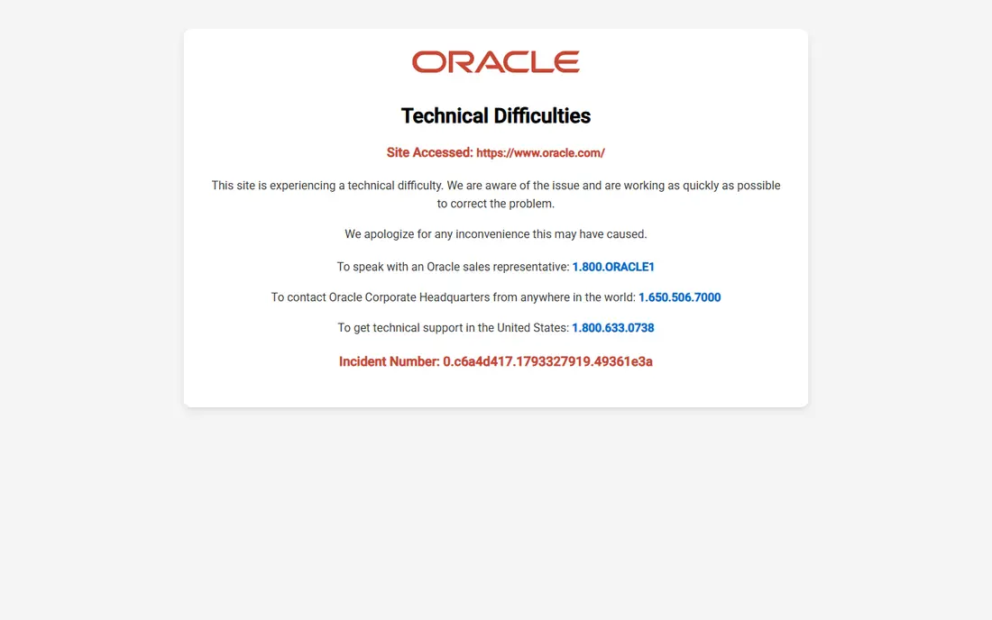 Oracle Procurement website