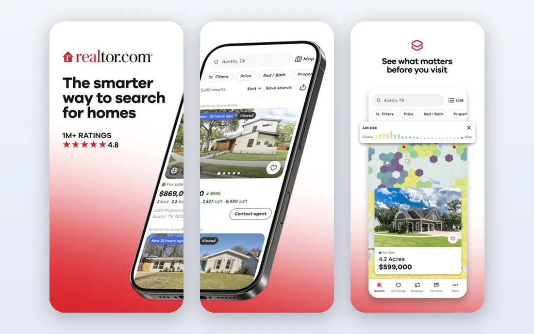 Realtor.com app screenshots