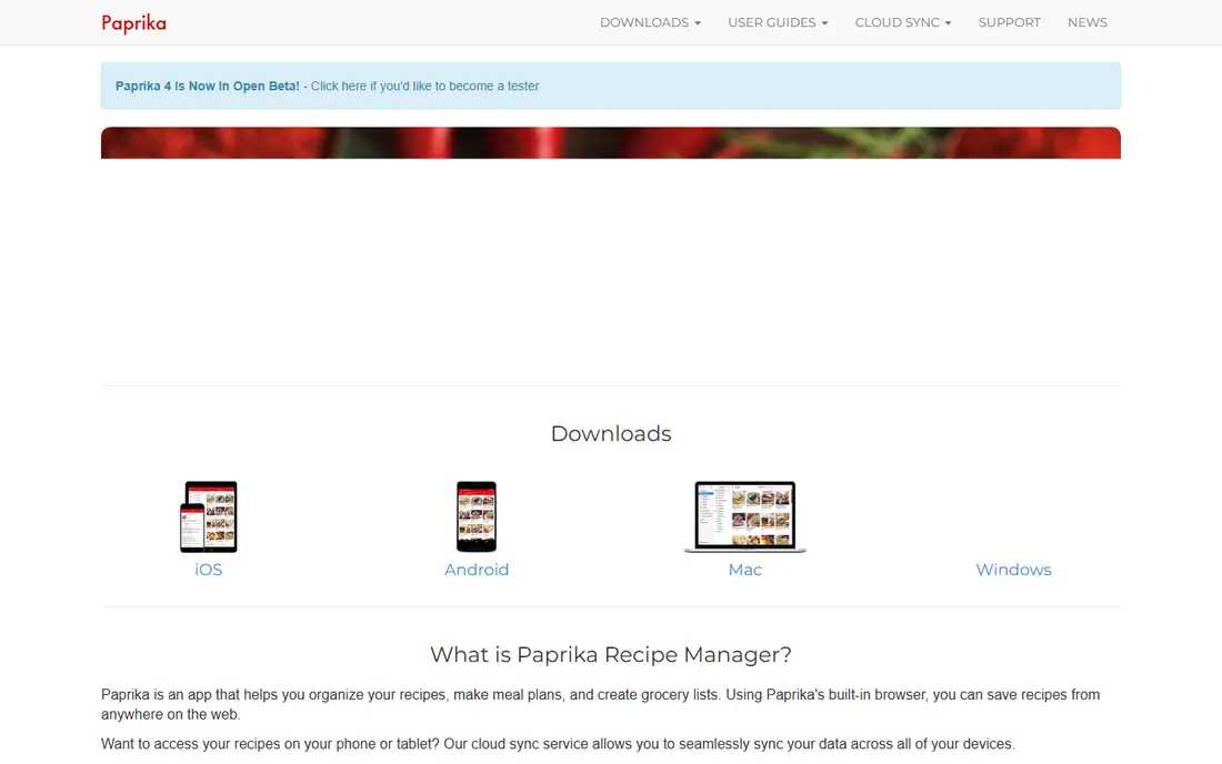 Paprika Recipe Manager website