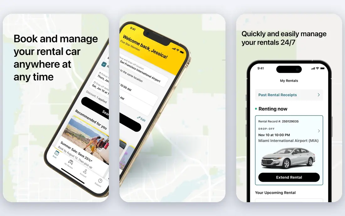 Hertz app screenshots
