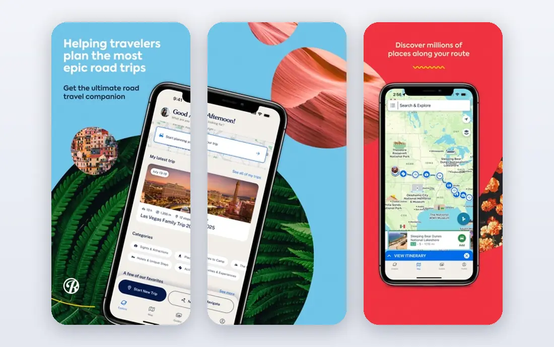 Roadtrippers app screenshots