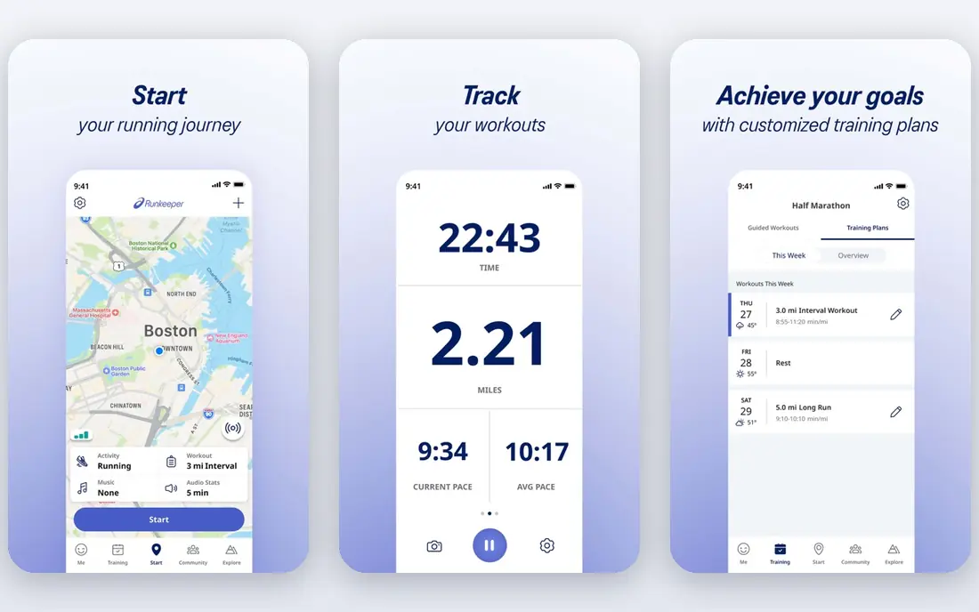 Runkeeper app screenshots
