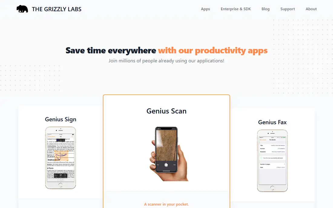 Genius Scan website