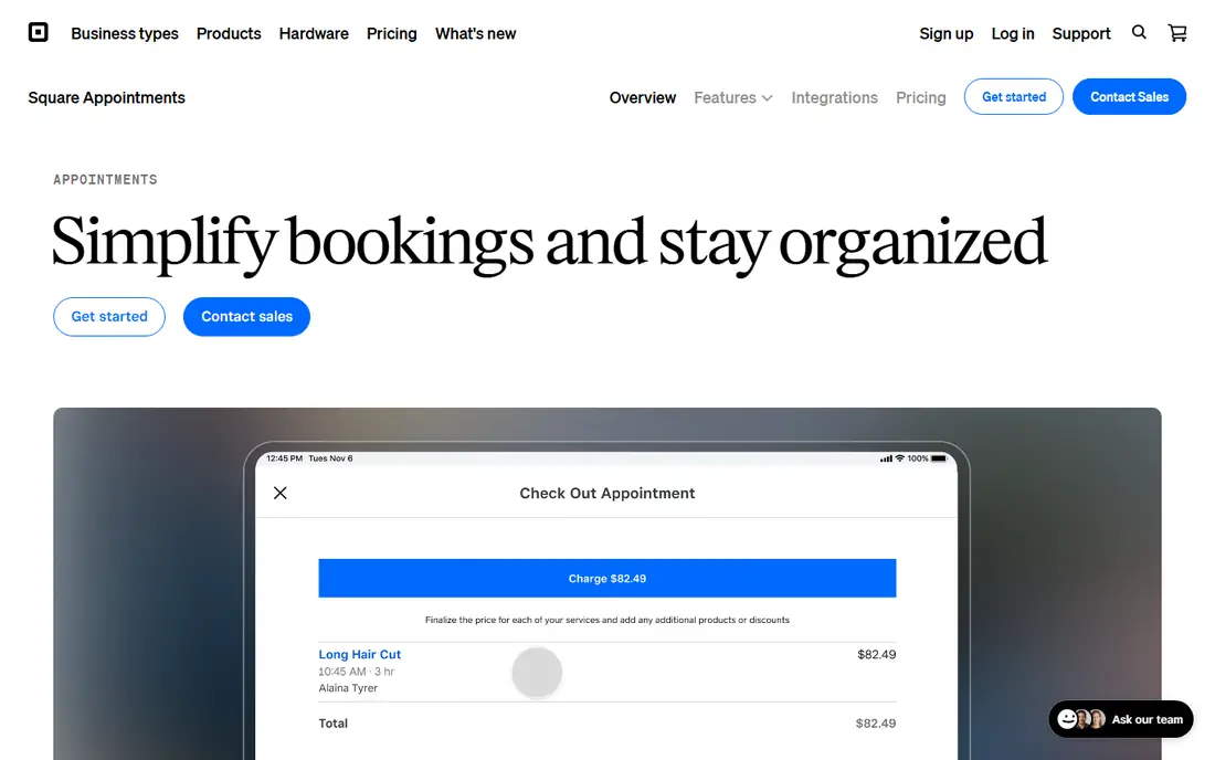 Square Appointments website