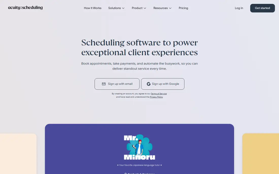 Acuity Scheduling website