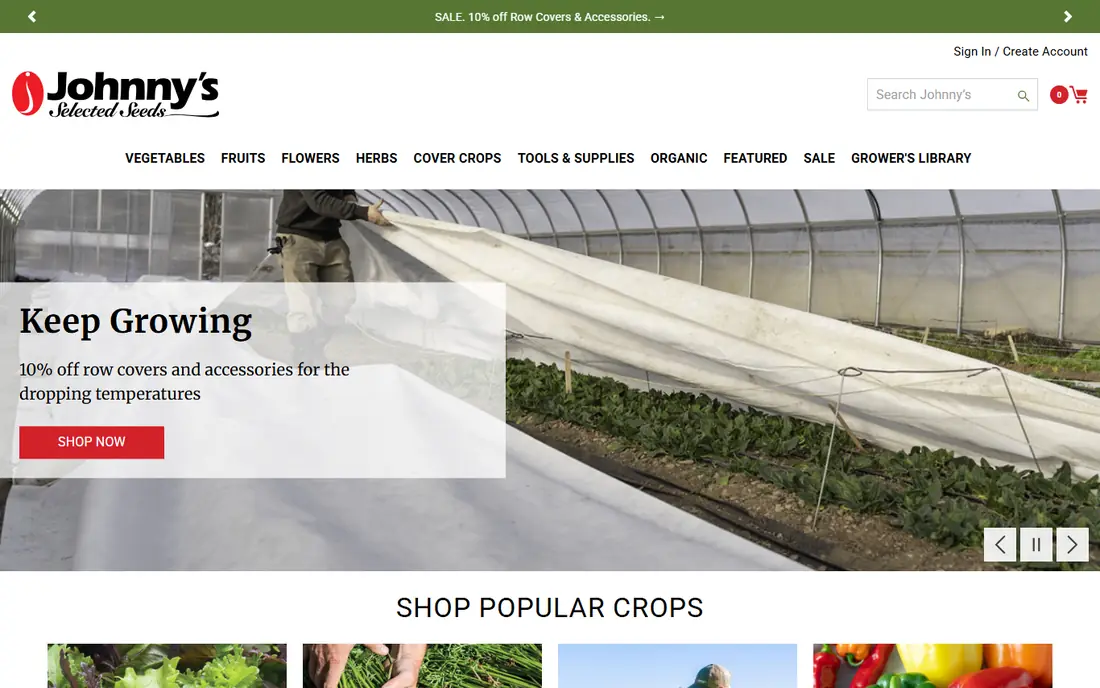 Johnny's Selected Seeds website