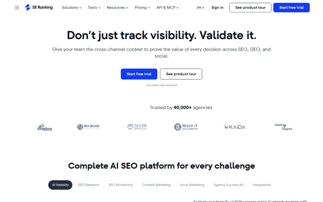 SE Ranking website