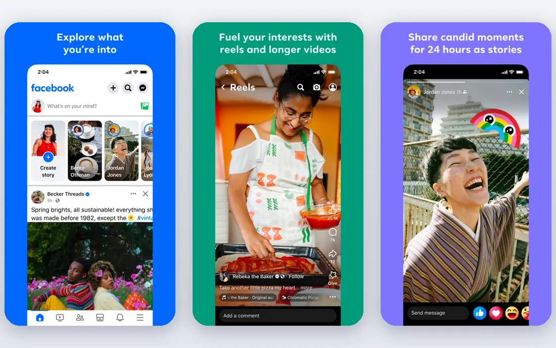 Facebook app screenshots