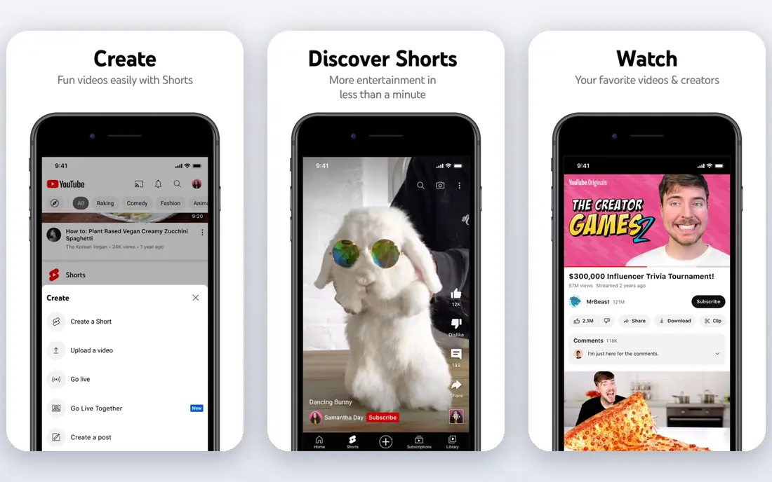 YouTube app screenshots