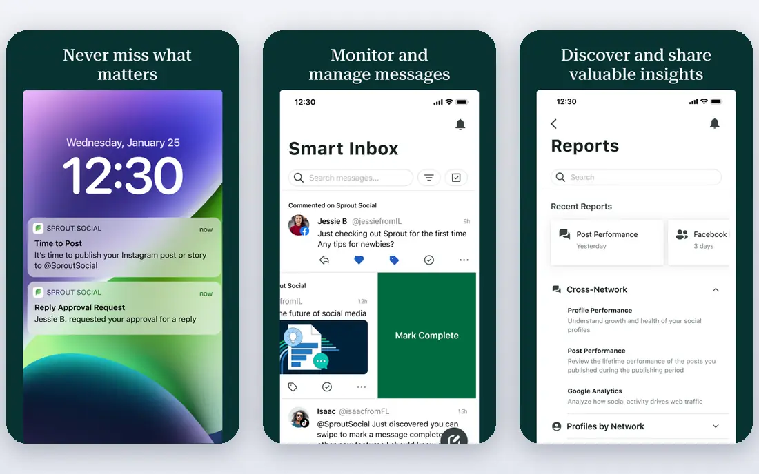 Sprout Social app screenshots