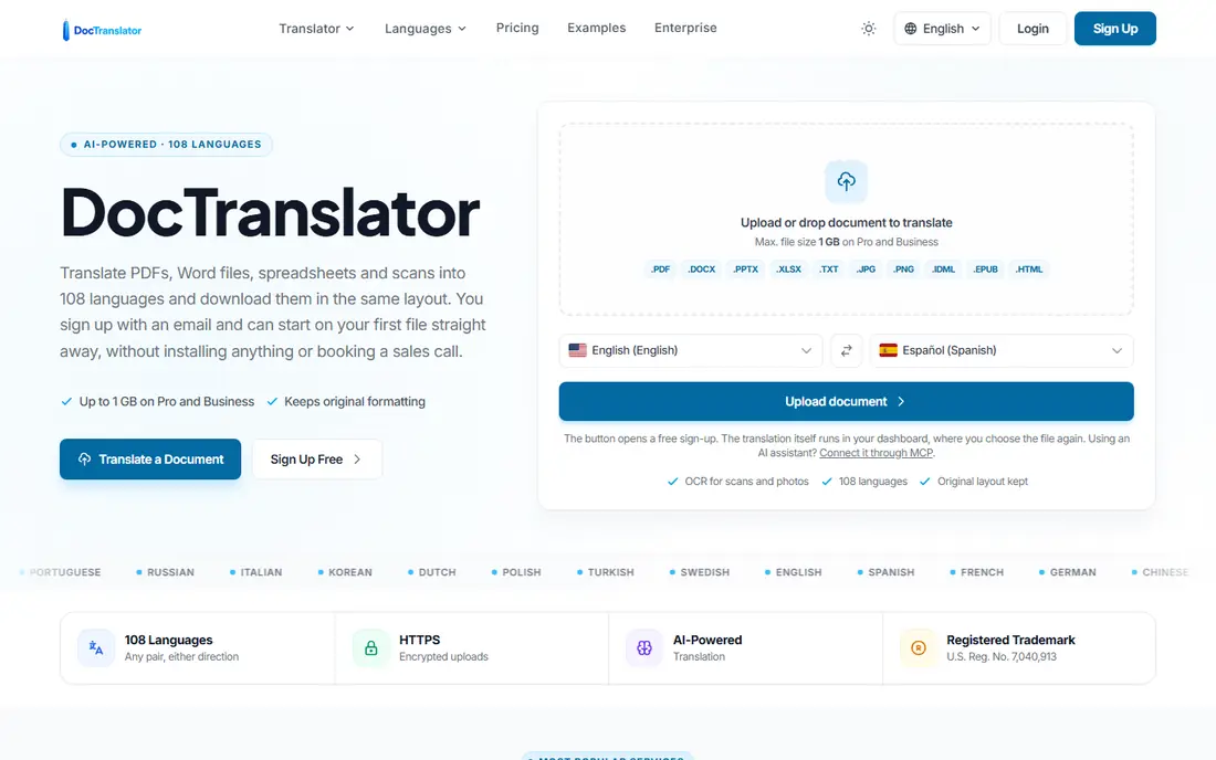 DocTranslator website