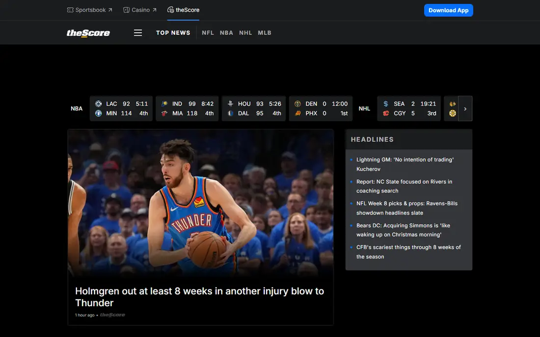 theScore website