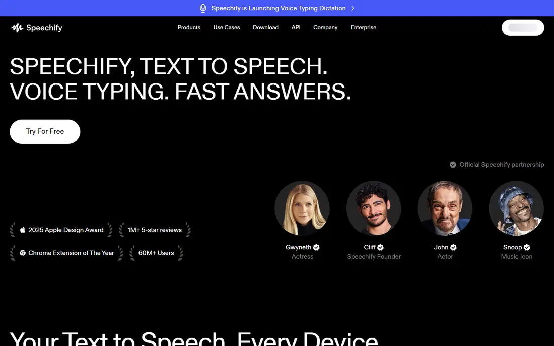 Speechify website